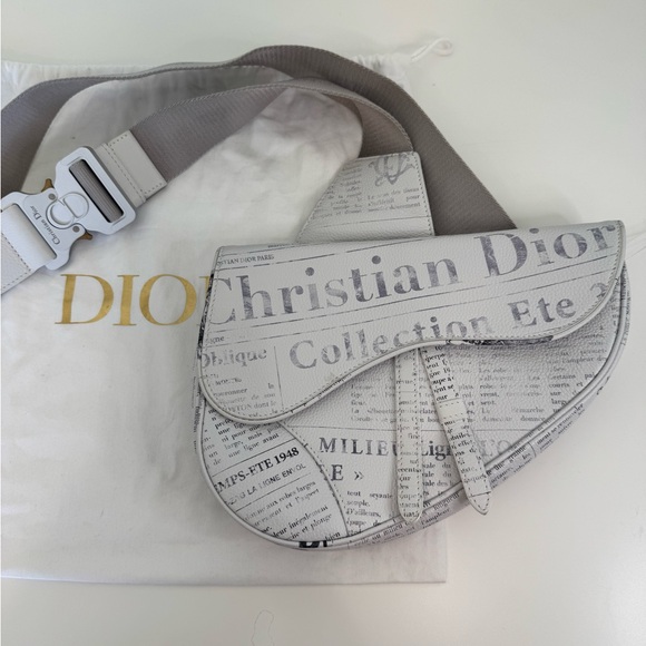 Dior x Daniel Arsham Newsprint Saddle Belt Bag - Picture 2 of 14